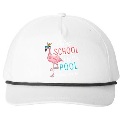 Adios School Hello Pool Teacher Life Flamingo Snapback Five-Panel Rope Hat