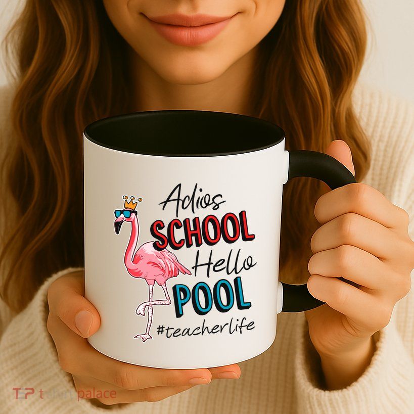 Adios School Hello Pool Teacher Life Flamingo Mug