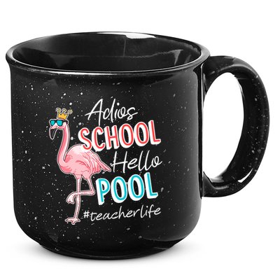 Adios School Hello Pool Teacher Life Flamingo 15oz Campfire Ceramic Mug