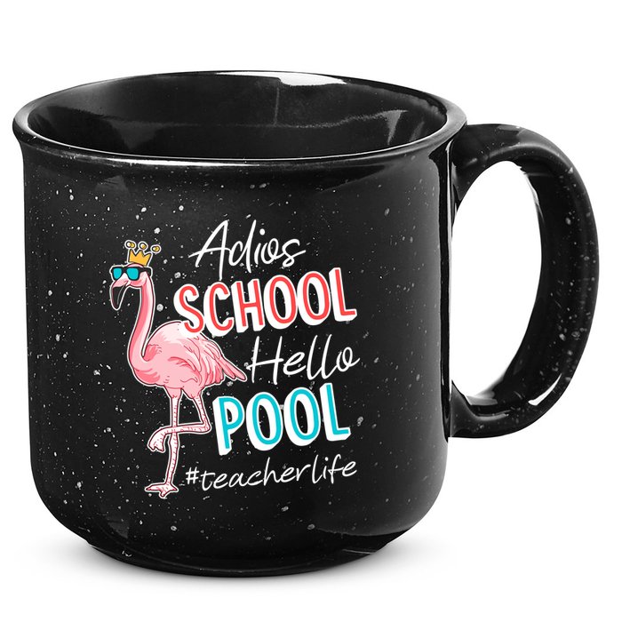 Adios School Hello Pool Teacher Life Flamingo 15oz Campfire Ceramic Mug
