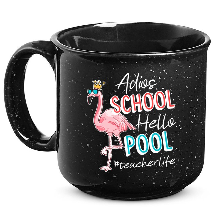 Adios School Hello Pool Teacher Life Flamingo 15oz Campfire Ceramic Mug