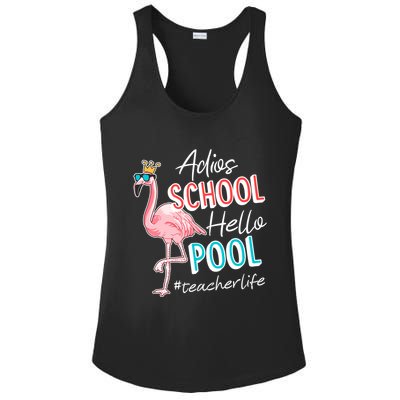 Adios School Hello Pool Teacher Life Flamingo Ladies PosiCharge Competitor Racerback Tank