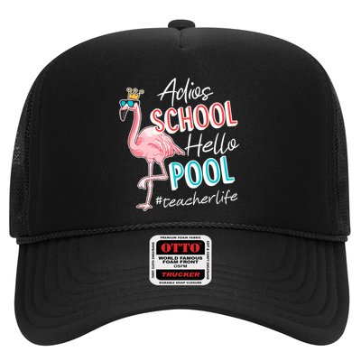 Adios School Hello Pool Teacher Life Flamingo Trucker Hat