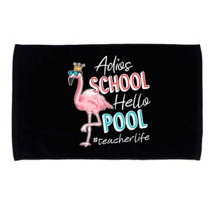 Adios School Hello Pool Teacher Life Flamingo Microfiber Hand Towel