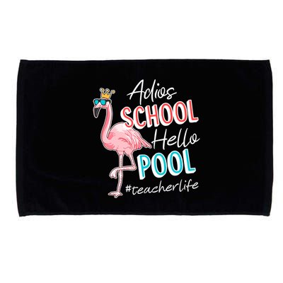 Adios School Hello Pool Teacher Life Flamingo Microfiber Hand Towel