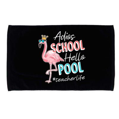 Adios School Hello Pool Teacher Life Flamingo Microfiber Hand Towel