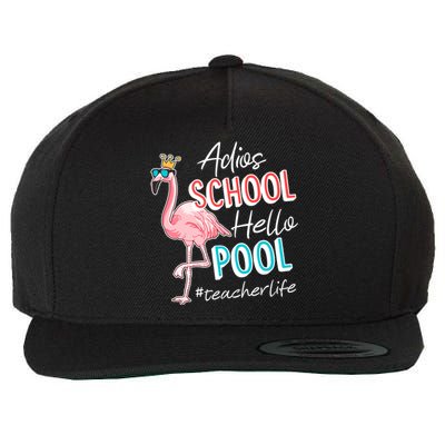 Adios School Hello Pool Teacher Life Flamingo Wool Snapback Cap