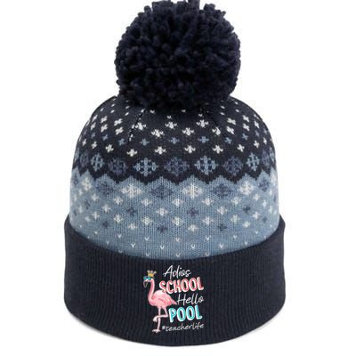 Adios School Hello Pool Teacher Life Flamingo The Baniff Cuffed Pom Beanie