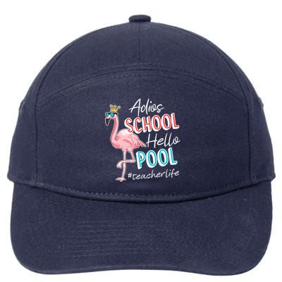 Adios School Hello Pool Teacher Life Flamingo 7-Panel Snapback Hat