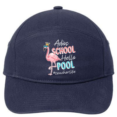 Adios School Hello Pool Teacher Life Flamingo 7-Panel Snapback Hat