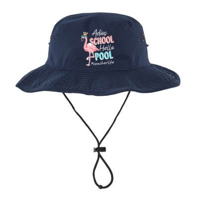 Adios School Hello Pool Teacher Life Flamingo Bucket Hat