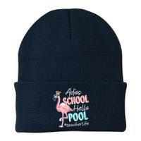 Adios School Hello Pool Teacher Life Flamingo Knit Cap Winter Beanie