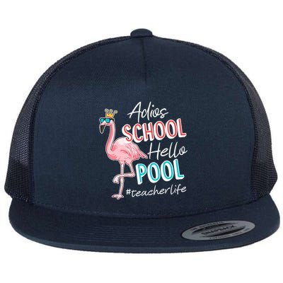 Adios School Hello Pool Teacher Life Flamingo Flatbill Hat