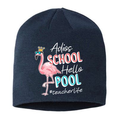 Adios School Hello Pool Teacher Life Flamingo Sustainable Beanie