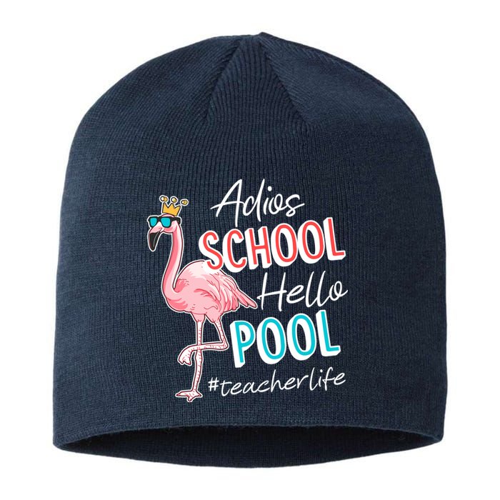 Adios School Hello Pool Teacher Life Flamingo Sustainable Beanie