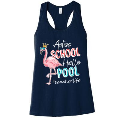 Adios School Hello Pool Teacher Life Flamingo Womens Tank Top