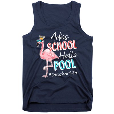 Adios School Hello Pool Teacher Life Flamingo Tank Top