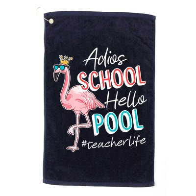 Adios School Hello Pool Teacher Life Flamingo Golf Towel
