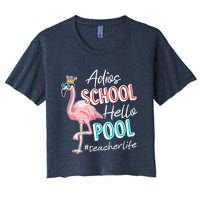 Adios School Hello Pool Teacher Life Flamingo Crop Top