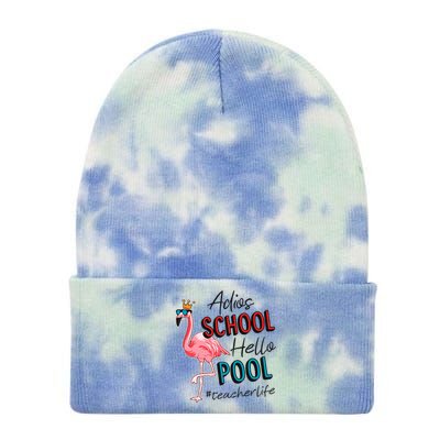 Adios School Hello Pool Teacher Life Flamingo Tie Dye 12in Knit Beanie