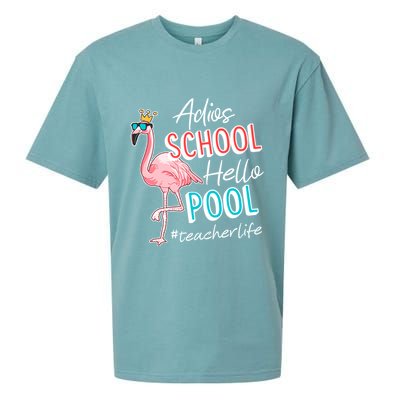 Adios School Hello Pool Teacher Life Flamingo Sueded Cloud Jersey T-Shirt