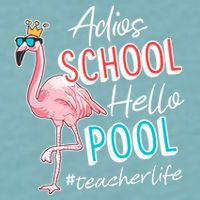 Adios School Hello Pool Teacher Life Flamingo Sueded Cloud Jersey T-Shirt