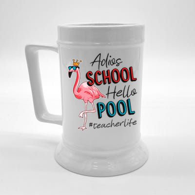 Adios School Hello Pool Teacher Life Flamingo Beer Stein