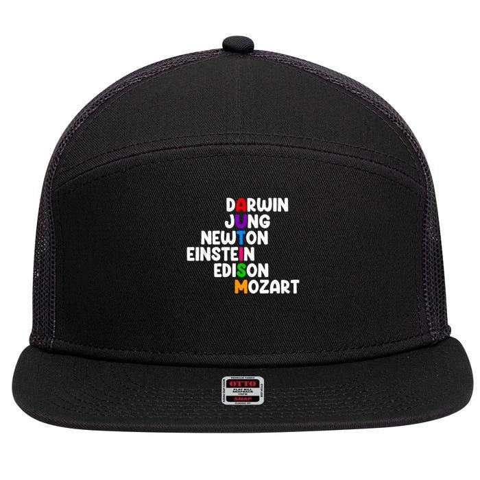 Autism  - Darwin Jung Newton Einstein Edison 7 Panel Mesh Trucker Snapback Hat