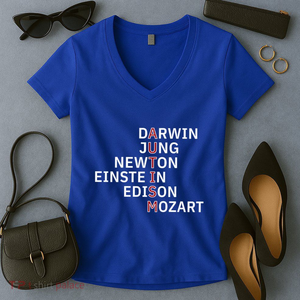 Autism Darwin Jung Newton Einste In Edison Mozart Cute Gift Women's V-Neck T-Shirt