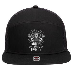 Adjust Your Crown and Handle It 7 Panel Mesh Trucker Snapback Hat