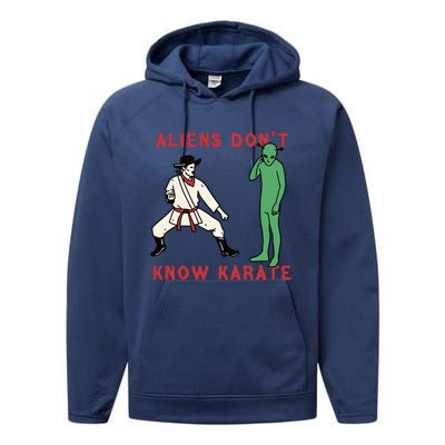 Aliens Dont Know Karate Performance Fleece Hoodie