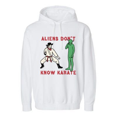 Aliens Dont Know Karate Garment-Dyed Fleece Hoodie