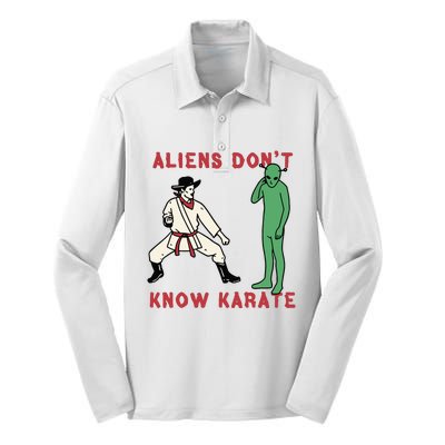 Aliens Dont Know Karate Silk Touch Performance Long Sleeve Polo