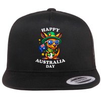 Australia Day Kangaroo Australian Flag Aussie Roo Flat Bill Trucker Hat