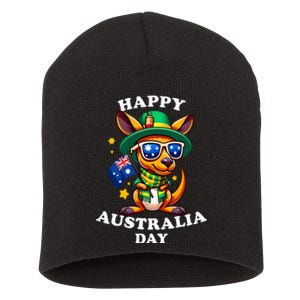 Australia Day Kangaroo Australian Flag Aussie Roo Short Acrylic Beanie