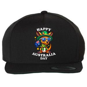 Australia Day Kangaroo Australian Flag Aussie Roo Wool Snapback Cap