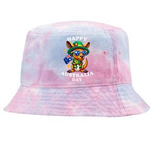 Australia Day Kangaroo Australian Flag Aussie Roo Tie-Dyed Bucket Hat