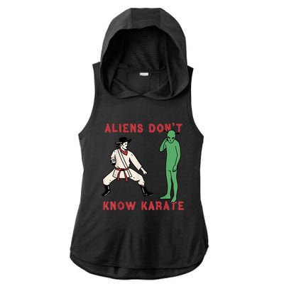 Aliens Dont Know Karate Ladies PosiCharge Tri-Blend Wicking Draft Hoodie Tank