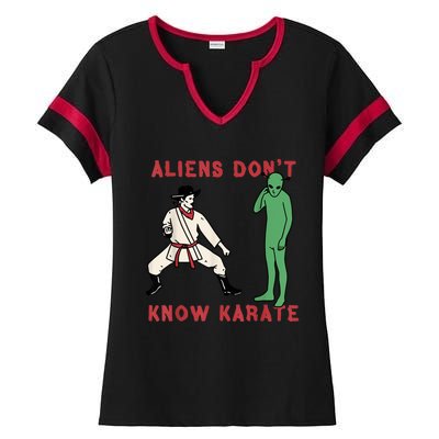 Aliens Dont Know Karate Ladies Halftime Notch Neck Tee