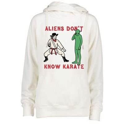 Aliens Dont Know Karate Womens Funnel Neck Pullover Hood