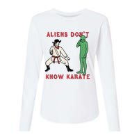 Aliens Dont Know Karate Womens Cotton Relaxed Long Sleeve T-Shirt