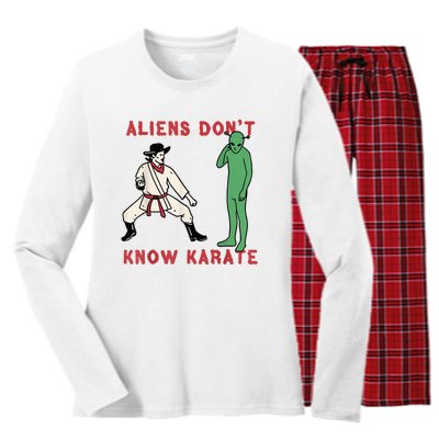 Aliens Dont Know Karate Women's Long Sleeve Flannel Pajama Set 