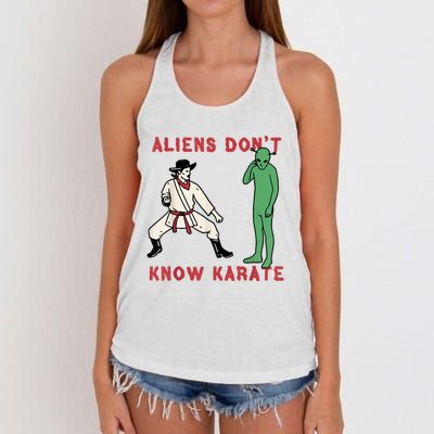 Aliens Dont Know Karate Women's Knotted Racerback Tank