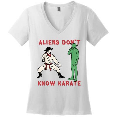 Aliens Dont Know Karate Women's V-Neck T-Shirt