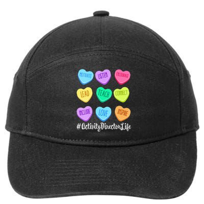 Activity Director Life Teacher Valentines Day Candy Heart 7-Panel Snapback Hat