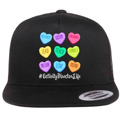 Activity Director Life Teacher Valentines Day Candy Heart Flat Bill Trucker Hat