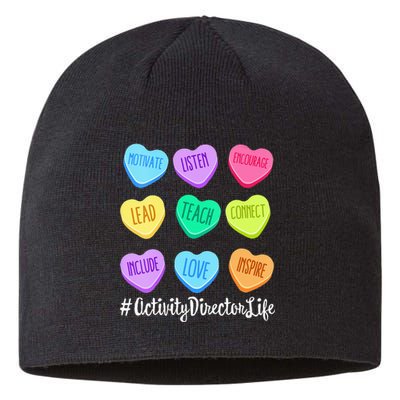 Activity Director Life Teacher Valentines Day Candy Heart Sustainable Beanie