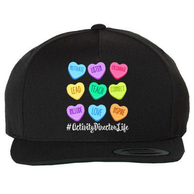 Activity Director Life Teacher Valentines Day Candy Heart Wool Snapback Cap