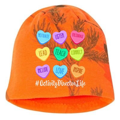 Activity Director Life Teacher Valentines Day Candy Heart Kati - Camo Knit Beanie