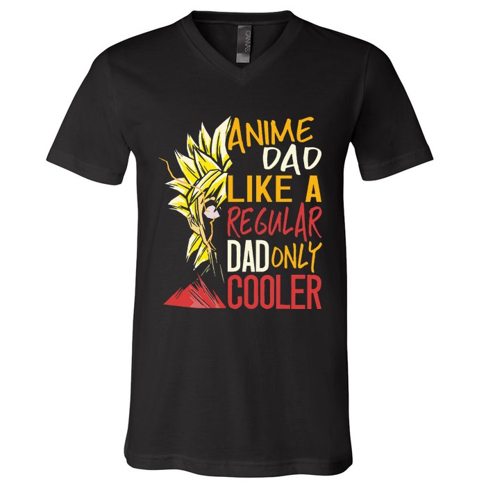 Anime Dad Like A Regular Dad Only Cooler Fathers Day Otaku V-Neck T-Shirt